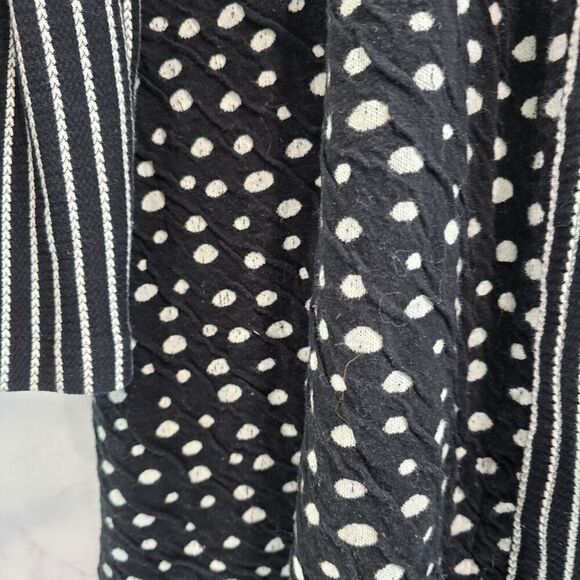 Vintage Coatigan Womens Large Black White Dot Artsy Sweater Cardigan Button Long - Picture 7 of 14